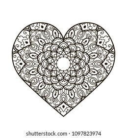 Heart Mandala Flower Adult Coloring Book Stock Vector (Royalty Free ...