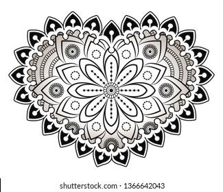 Heart with floral Mandala. Vintage decorative elements. Oriental pattern, vector illustration. Islam, Arabic, Indian, turkish, pakistan, chinese, ottoman motifs