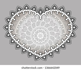 Heart with floral Mandala. Vintage decorative elements. Oriental pattern, vector illustration. Islam, Arabic, Indian, turkish, pakistan, chinese, ottoman motifs