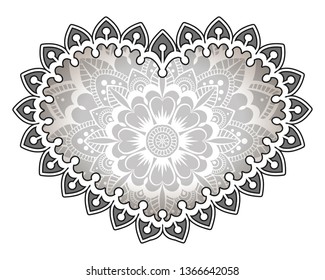 Heart with floral Mandala. Vintage decorative elements. Oriental pattern, vector illustration. Islam, Arabic, Indian, turkish, pakistan, chinese, ottoman motifs