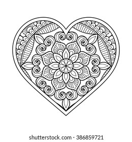 Heart Floral Mandala Vintage Decorative Elements Stock Vector (Royalty ...