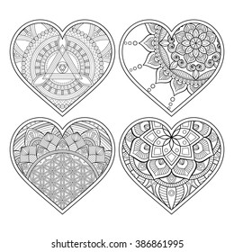 Heart with floral Mandala. Vintage decorative elements. Oriental pattern, vector illustration. Islam, Arabic, Indian, turkish, pakistan, chinese, ottoman motifs