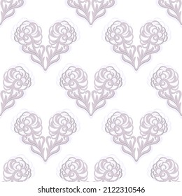 Heart. Floral pattern, seamless wallpaper in vector, trendy ornament 