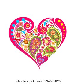 Heart floral shape with paisley