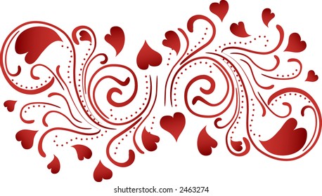Heart floral swirl pattern background