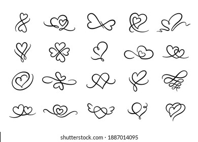 Heart flourish calligraphy sign. Love element decorative hand drawn flourishes,ornate,tattoo.