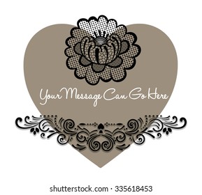 Heart with flourish and flower 