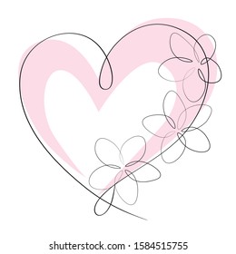 Heart with Flower Art Vector Illustration
