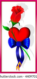 Heart, flower and bow