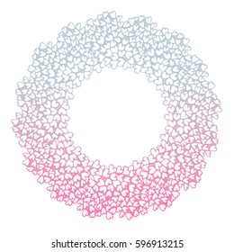 Heart flower bush pattern circle shape design pink purple gradients color illustration isolated on white background with copy space, vector eps10