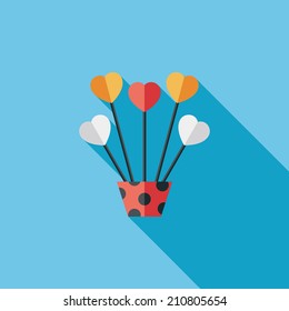 heart flower cup-cake flat icon with long shadow,eps10