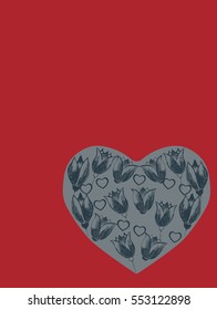 Heart of flower doodle. Vector illustration. 