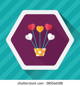 heart flower flat icon with long shadow,eps10