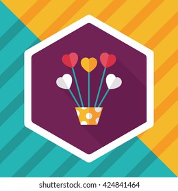 heart flower flat icon with long shadow,eps10