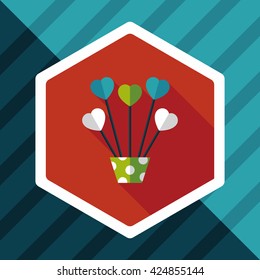 heart flower flat icon with long shadow,eps10