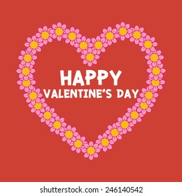 heart flower : happy valentine's day : red background vector : love concept