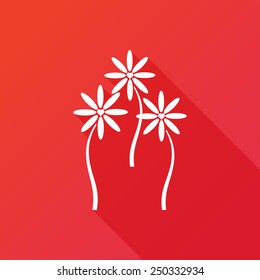 Heart flower icon red background