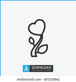 heart flower icon. simple outline heart flower vector icon. on white background.