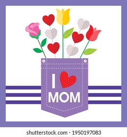 Heart and flower illustration for mother's day card
