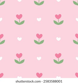 heart flower and love seamless pattern design for background, wallpaper, textile design, fabric, card , wrapping paper,  carpet, notebook, diary cover, blanket, blanket for kids, decorative and etc.