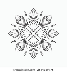 Heart Flower Mandala Coloring Page