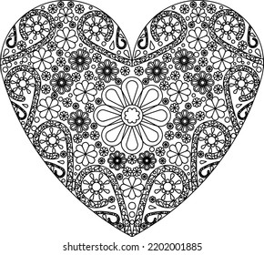 Heart with flower mandala. Middle-hard level