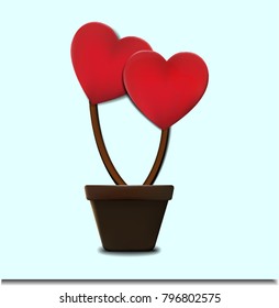 Heart flower on blue background,vector,illustration.