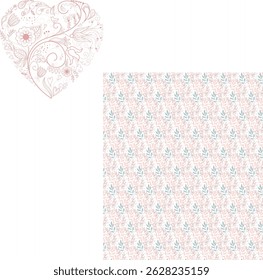 heart flower pattern design. fabric pattern design and more