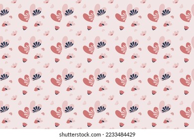 Heart flower pattern vector for Valentine’s Day wedding card decoration wallpaper background fabric interior design 