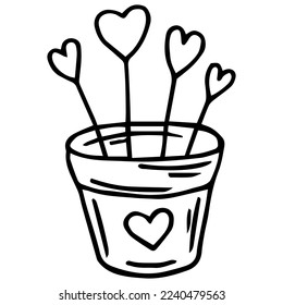 Heart flower in a pot icon. Simple illustration of heart flower in a pot vector icon for web
