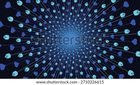 heart and flower radial burst pattern background