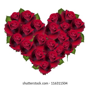 Heart from flower rose, card about love