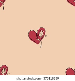 Heart and Flower Seamless Pattern