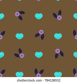 Heart and flower seamless pattern. Fashion graphic design. Modern stylish texture. Colorful template for prints, textiles, wrapping, wallpaper, card, banner, business. Vector illustration