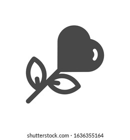 heart flower solid icon valentines day 
