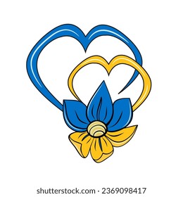 heart with flower ukrainian style pray and support