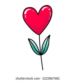 heart flower for valentine's day. heart valentine's day and mother's day. Vector illustration of handwritten heart shape. Hand drawn isolated illustration