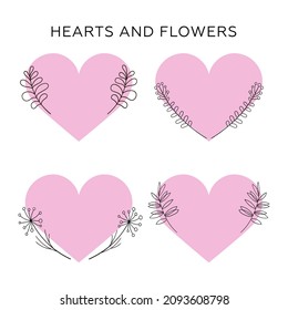 Heart and flower vector banner. Speech bubble watercolor icons