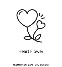 Heart Flower Vector Outline Icon Design illustration. Love Symbol on White background EPS 10 File