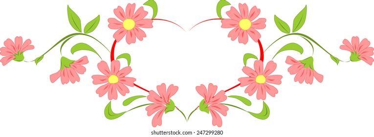 Heart flower wreath. Vector illustration.