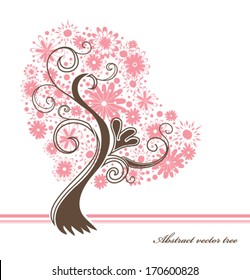 Heart flowering. Abstract vector tree. 