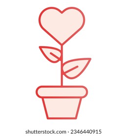 Heart in flowerpot flat icon. Heart shaped flower in pot pink icons in trendy flat style. Love floral gradient style design, designed for web and app. Eps 10