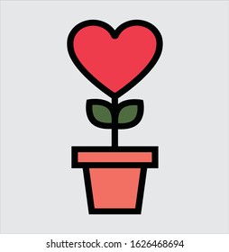 
heart flowerpot with white background