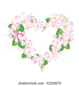 Heart from flowers of apple tree