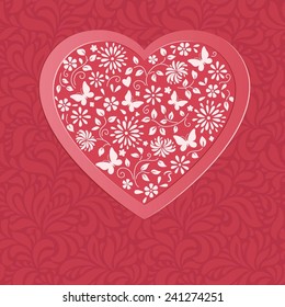 heart from flowers and butterflies