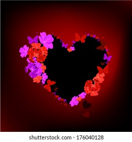 heart of flowers and butterflies. Vector