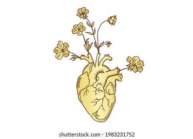 Heart with flowers coming through it