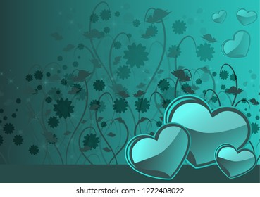 Heart, flowers, congratulations, declaration of love, postcard. Vector illustration for your design.