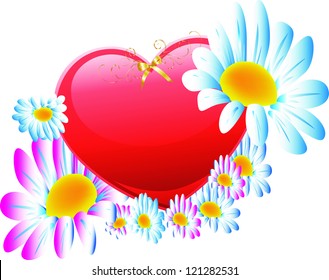 Heart and flowers. Festive illyustation with heart and flowers. Vector in 10 eps.