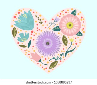 heart of flowers, flat design